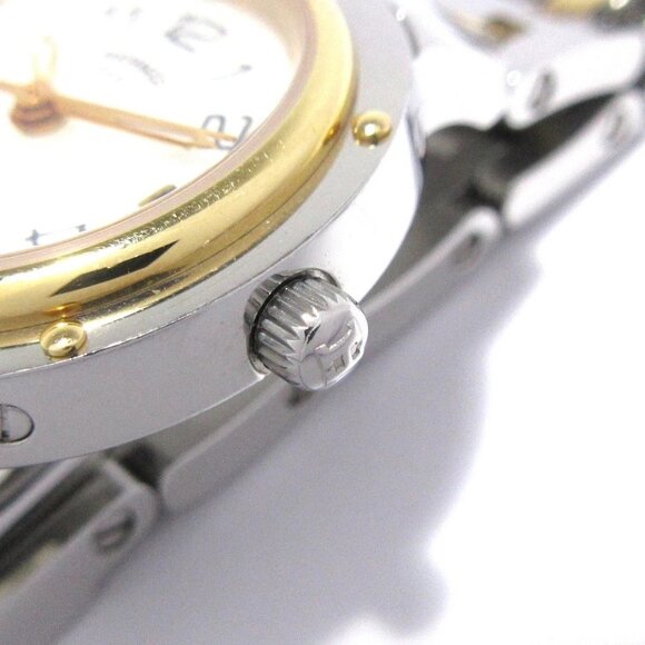 Auth HERMES Clipper Nacre CP1.221 3****** Rose Gold Silver Women's Wrist Watch - Picture 3 of 12